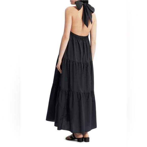 💋 THEORY | Halter Tiered Maxi Lightweight Cotton Blend Dress Minimalist Large - Picture 8 of 16
